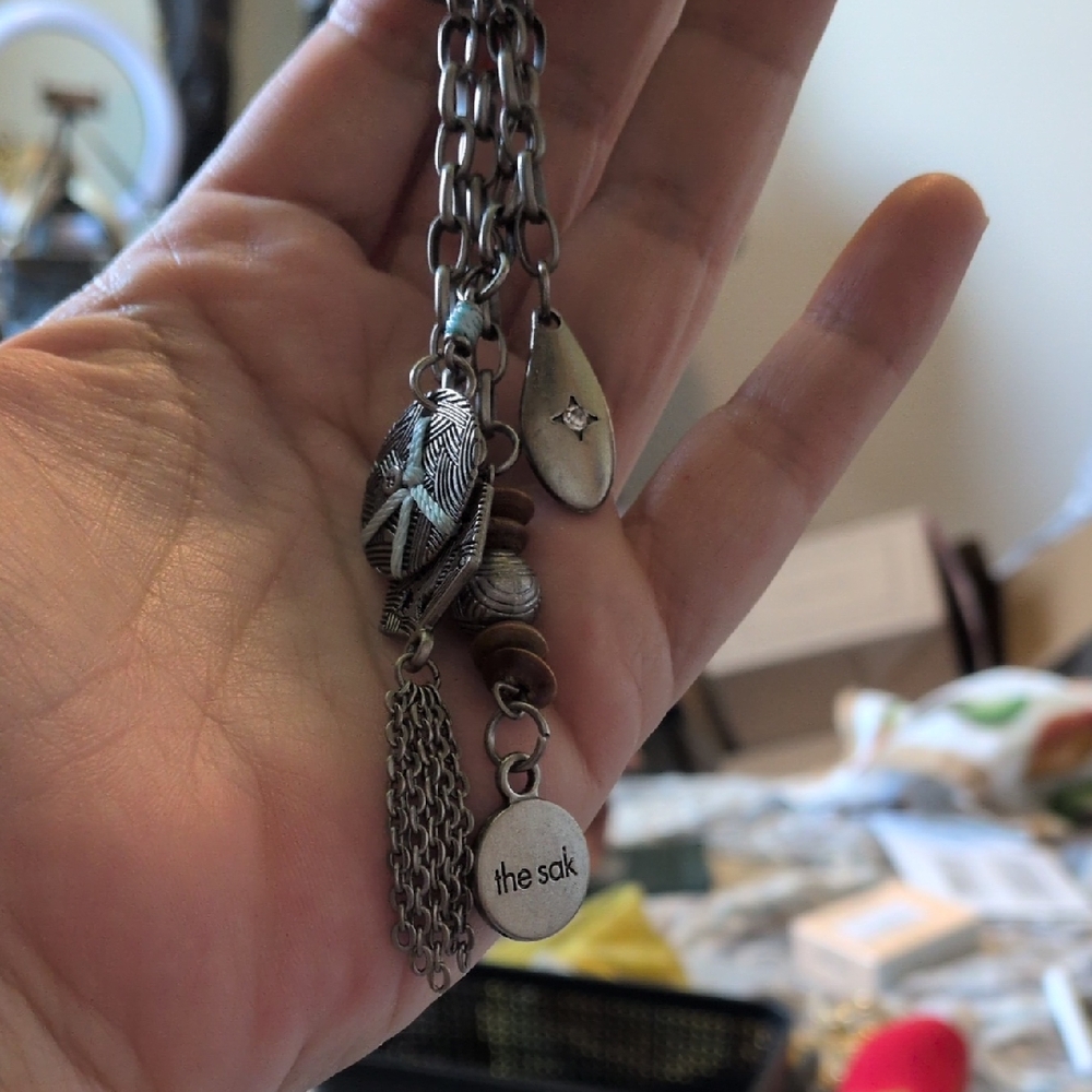 Sak Silver Multi-Charm Necklace